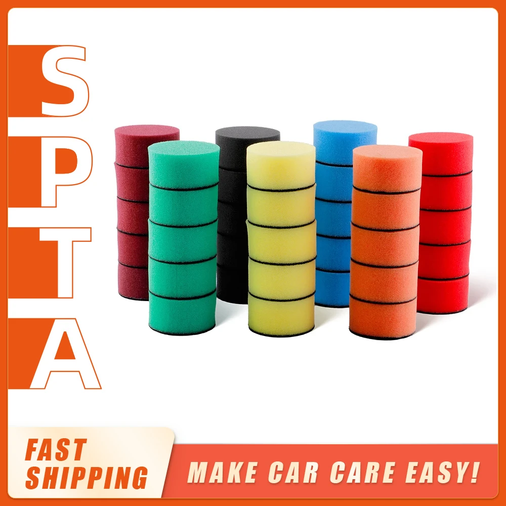 SPTA 2 inch(50mm) Sponge Polishing Pad Flat Buffing Pad Sponge Kit Self-adhesive Polishing Car Waxing Pad Beauty Car Polishing