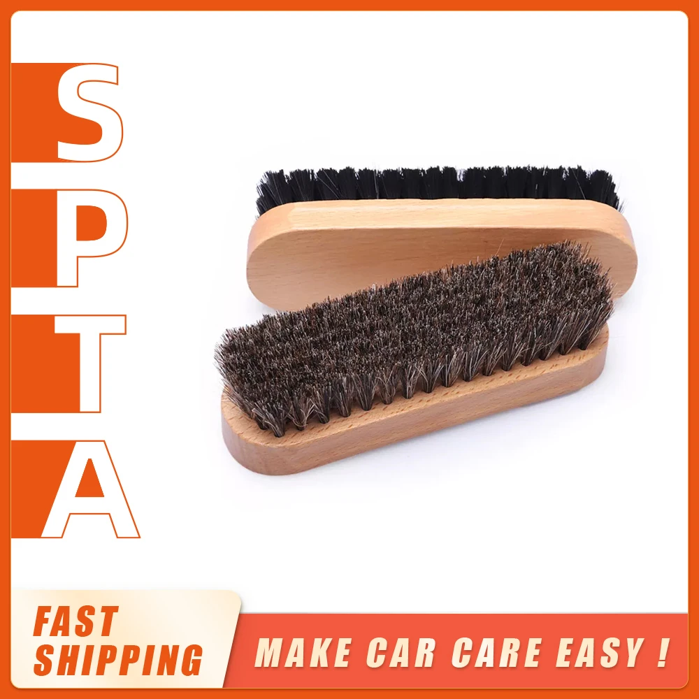 SPTA Rectangular Horsehair Interior Brush Detailing Brush Car Detailing Tools For Car Cleaning And Washing