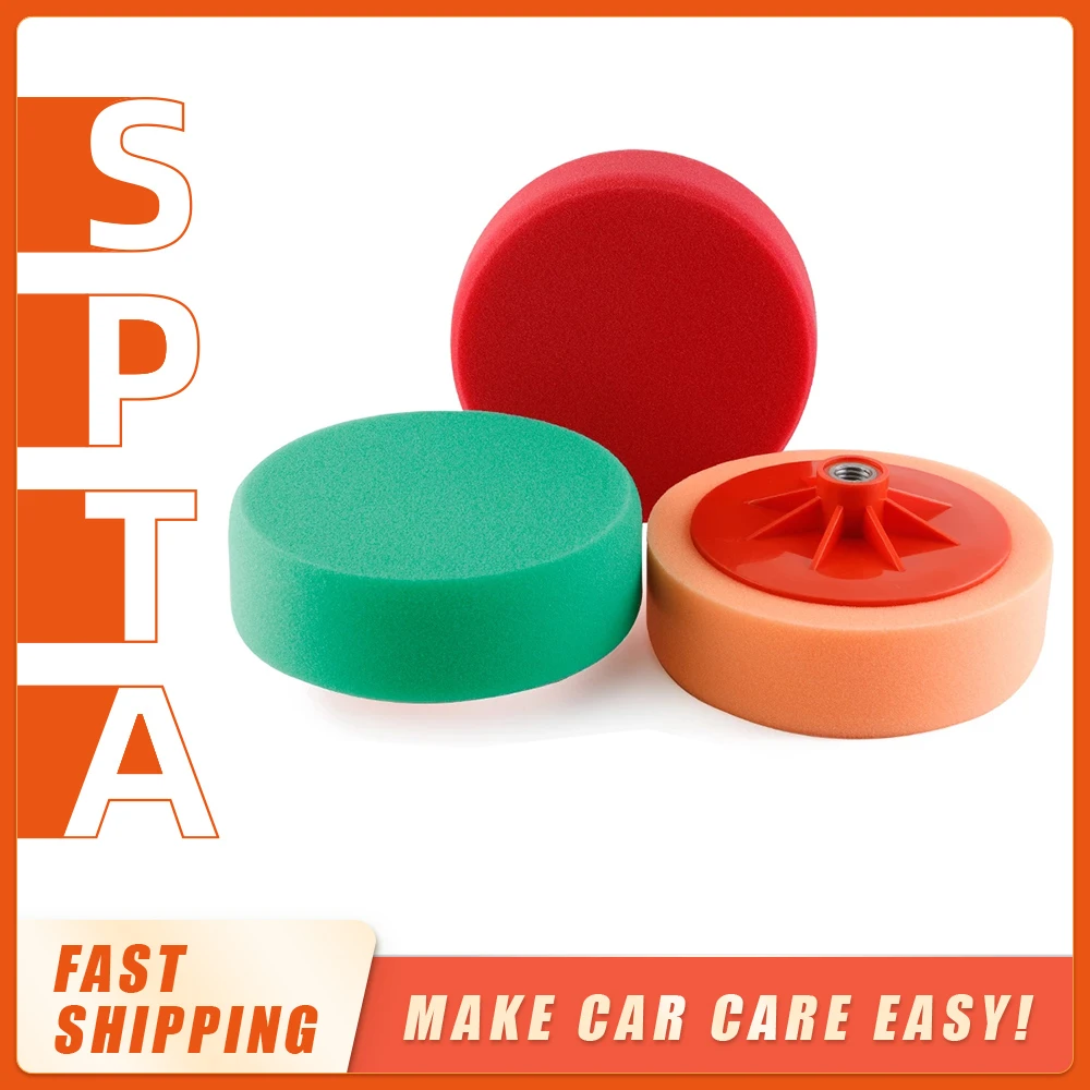 SPTA 6inch Polishing Pad Sponge With Tray M14 Thread Backing Plate Car Paint Waxing Sponge Polishing Disc For RO Polisher