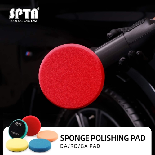 SPTA 3" to 7" Car Spong Buffing Polishing Pads, Flat Buffing Pads For DA/RO/GA Car Buffer Polisher