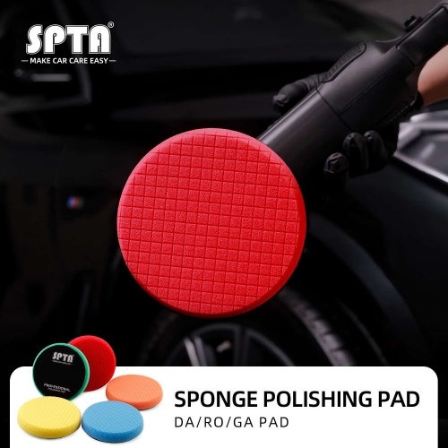 SPTA 5" to 7" Car Spong Buffing Polishing Pads, Grid Mark Buffing Pads For DA/RO/GA Car Buffer Polisher