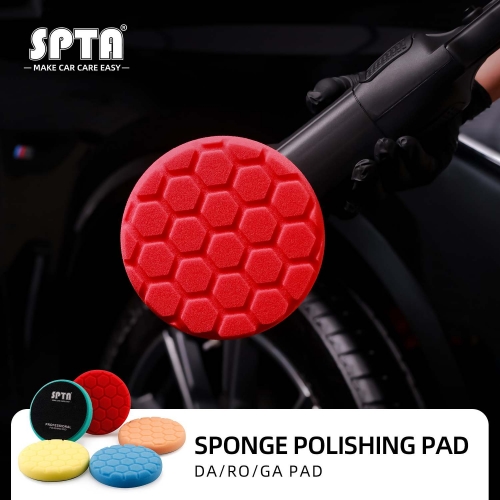 SPTA 3" to 7" Car Spong Buffing Polishing Pads, Hex-Logic Buffing Pads For DA/RO/GA Car Buffer Polisher