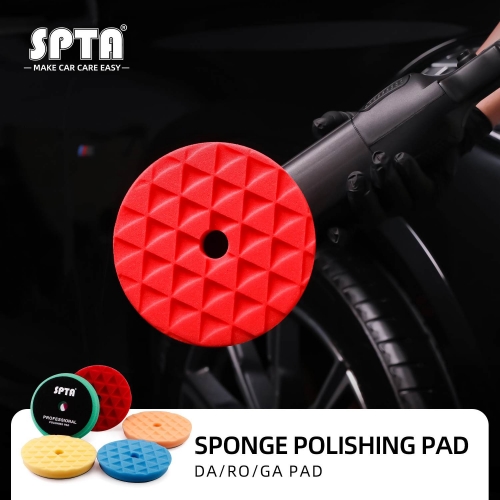 SPTA 5" to 6" Car Spong Buffing Polishing Pads, Beveled Edge Triangle Buffing Pads For DA/RO/GA Car Buffer Polisher