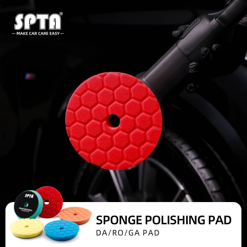 SPTA 3" to 6" Car Spong Buffing Polishing Pads, Beveled Edge Hex-Logic Buffing Pads For DA/RO/GA Car Buffer Polisher