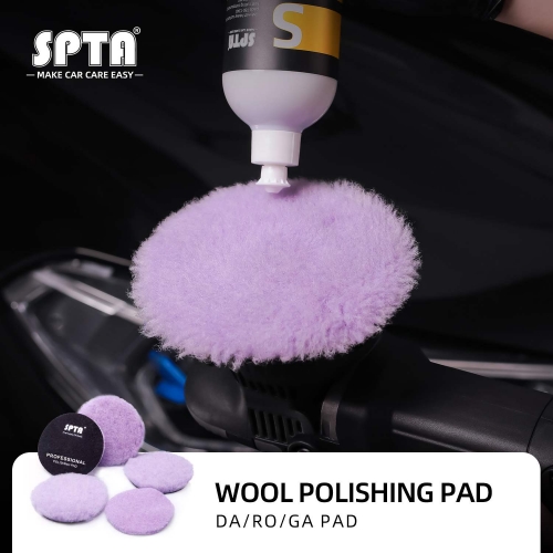 SPTA 3"/5"/6" Purple Wool Pad High Density Lambs Woollen Polish buffing Pad Wool Polishing Pad for Car Polisher