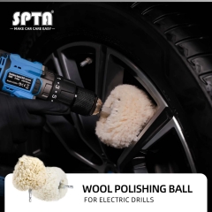 SPTA 4" Genuine Wool Buffing Ball Polishing Ball Hex Shank Turn Power Drill OR Impact Driver Into High-Speed Polisher