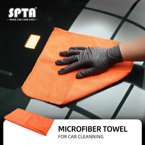 SPTA Microfiber Car Wash Towel With 2 Different Sides Waxing Towel Absorbent Car Care Cloth For Waxting Remove