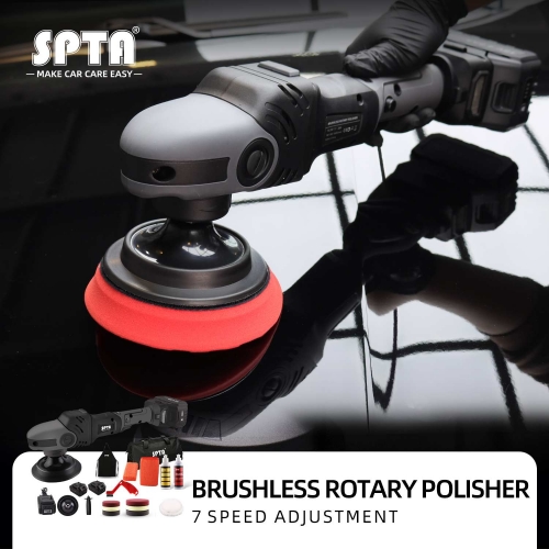 SPTA 18V 5Inch Cordless Rotary Buffer Polisher Variable SpeedPolishing Machine With 4000mAh Battery For Buffing and Polishing
