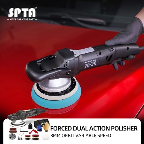 SPTA 5inch 125mm Forced Rotation Dual Action polisher Professinal Car Buffing Polisher Set with Polishing Pads