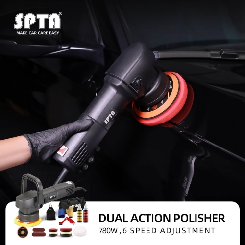 SPTA 5inch 780W Dual Action Polisher 8mm Random Orbit Professional Polishing Machine Electric Buffing Polisher Car Beauty Tools
